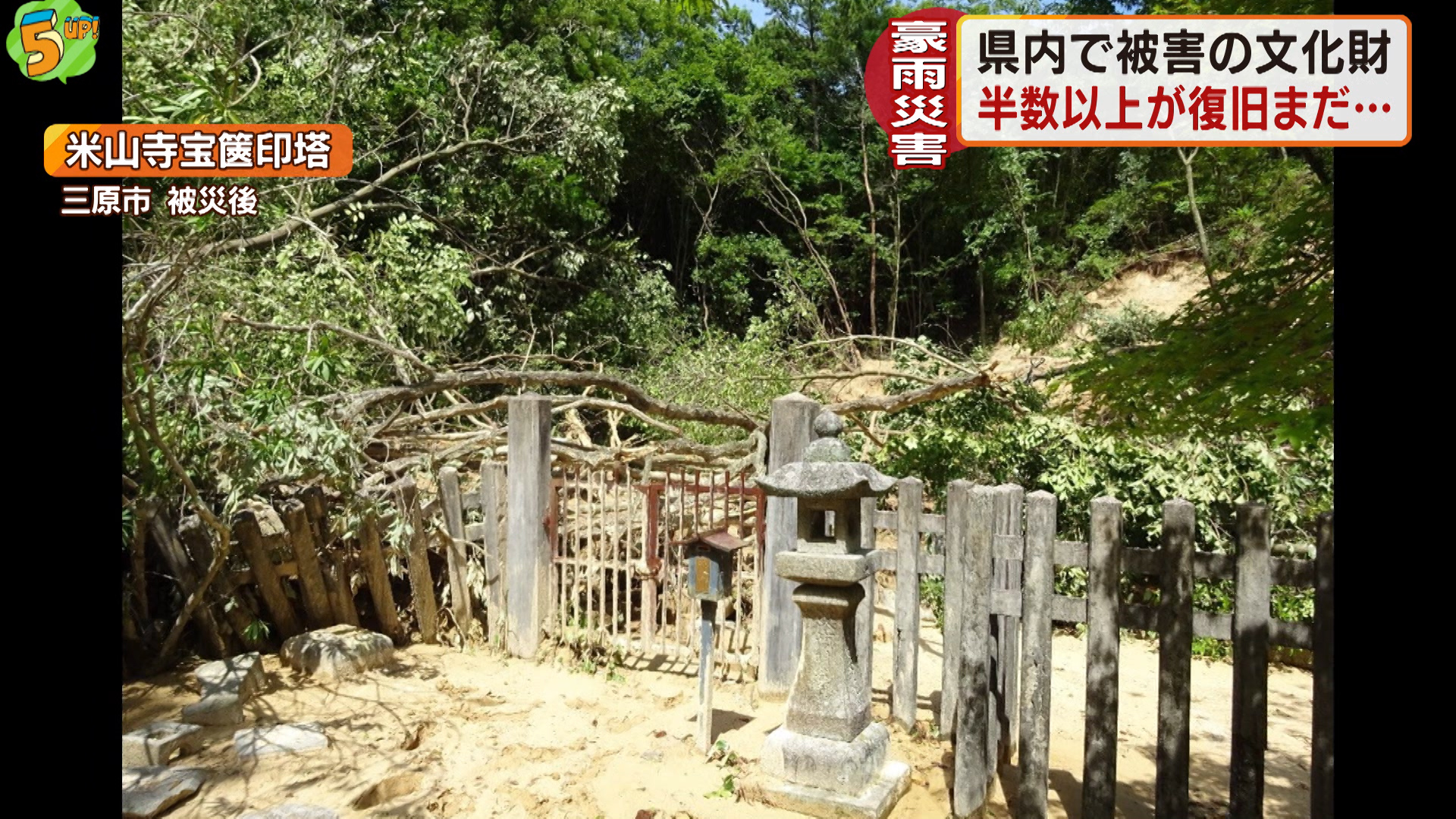 広島・豪雨で被害の文化財　半数以上が復旧まだ