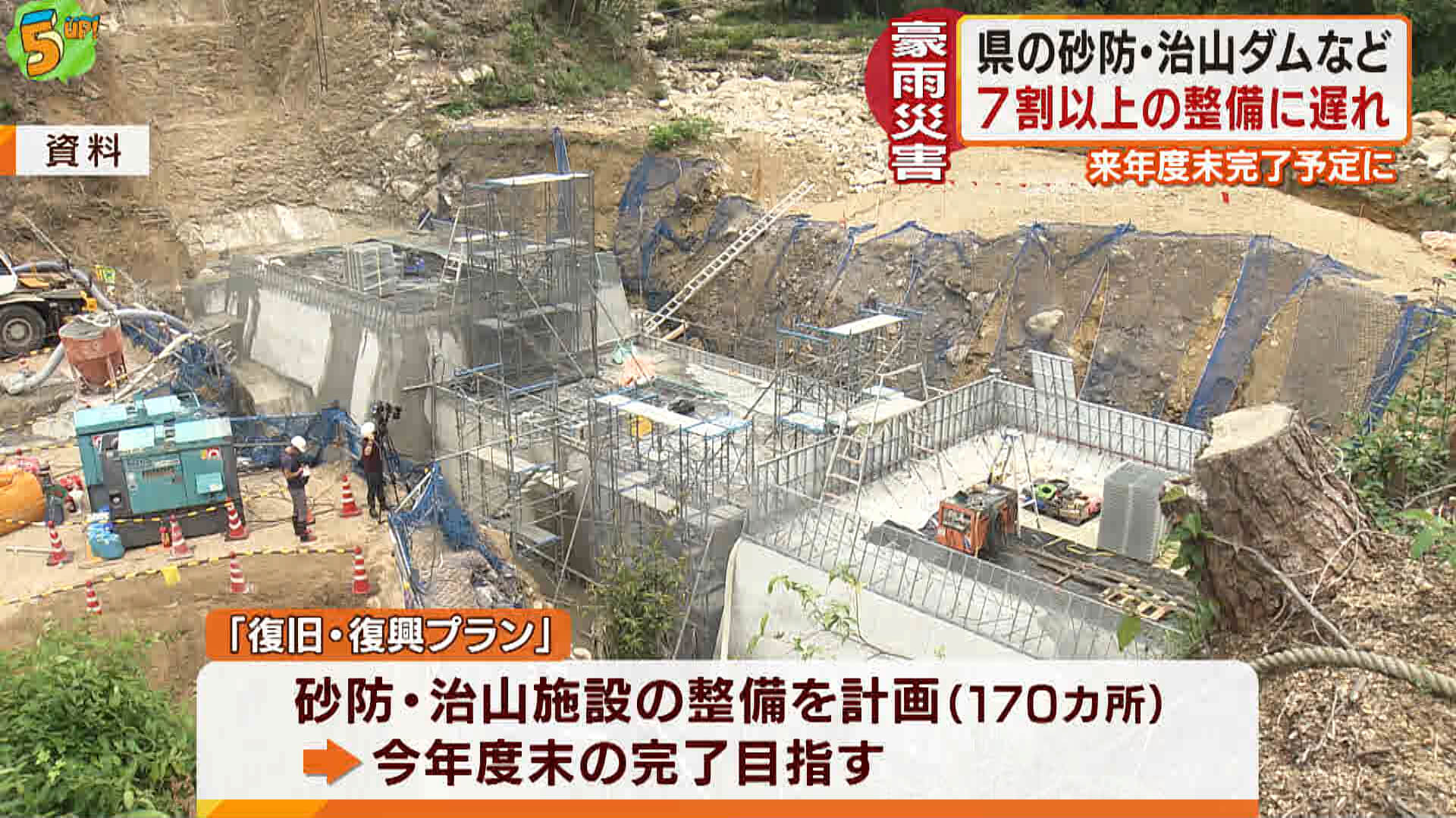 西日本豪雨　県の砂防・治山ダムなどの整備７割以上に遅れ