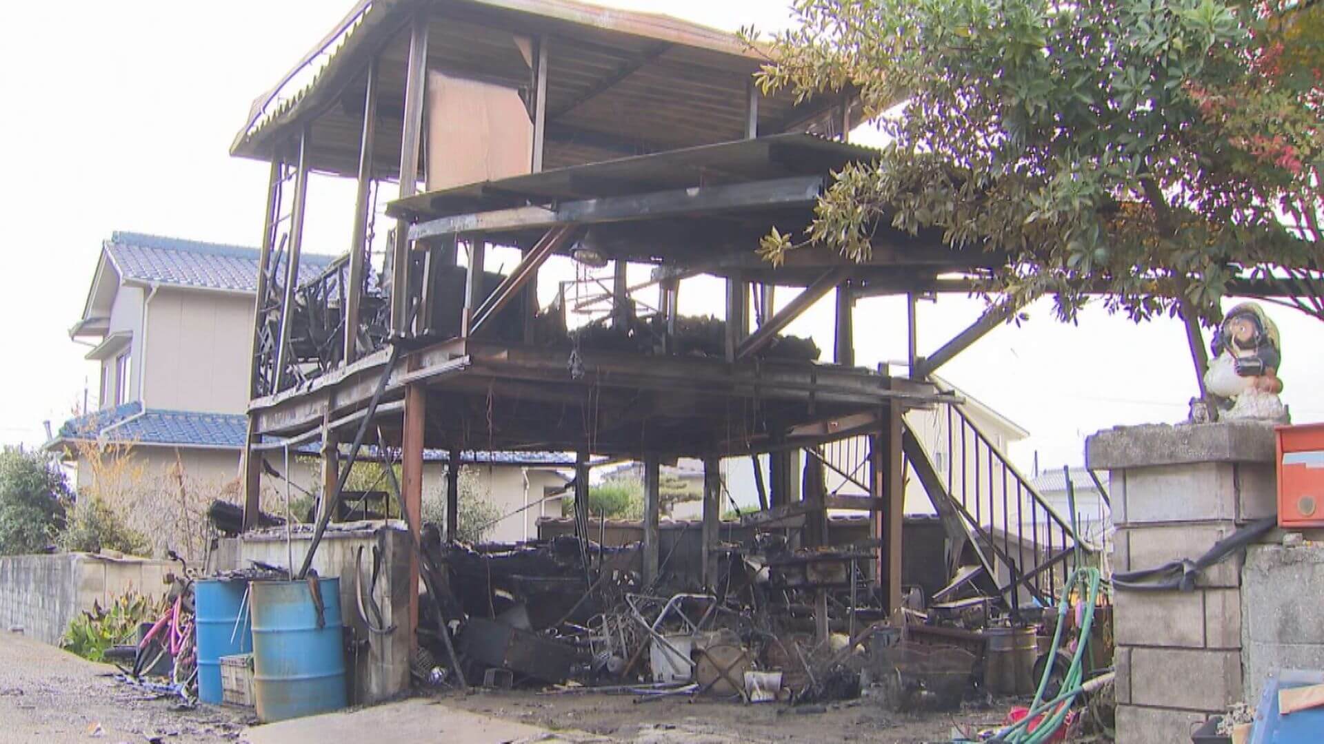 納屋が全焼 １人死亡　８０代男性と連絡取れず　福山市神辺町