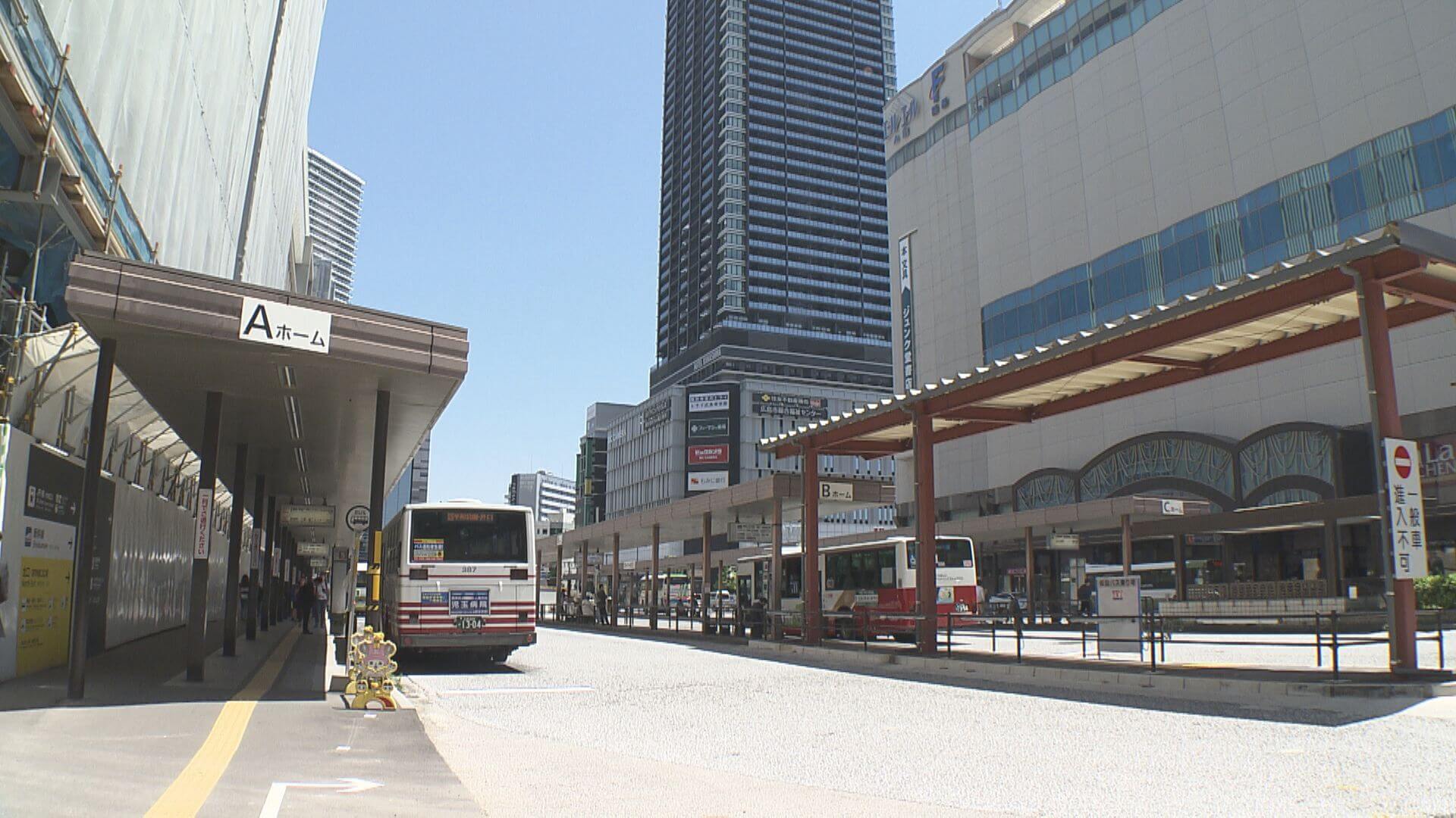 広島駅南口バス乗り場　６月２日から新駅ビル１階で暫定利用へ