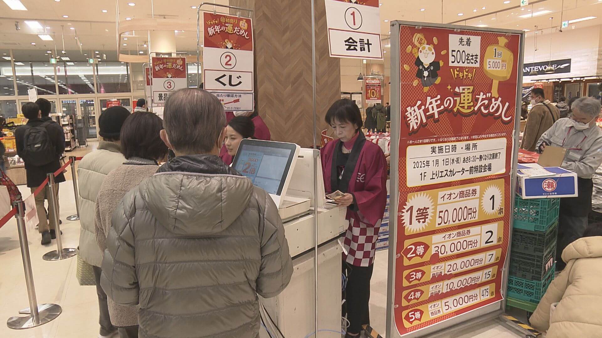 「商品券２万円…今年は良い年になりそう」新年の運だめしに長蛇の列　初売りのお目当ては…　イオンモール広島府中