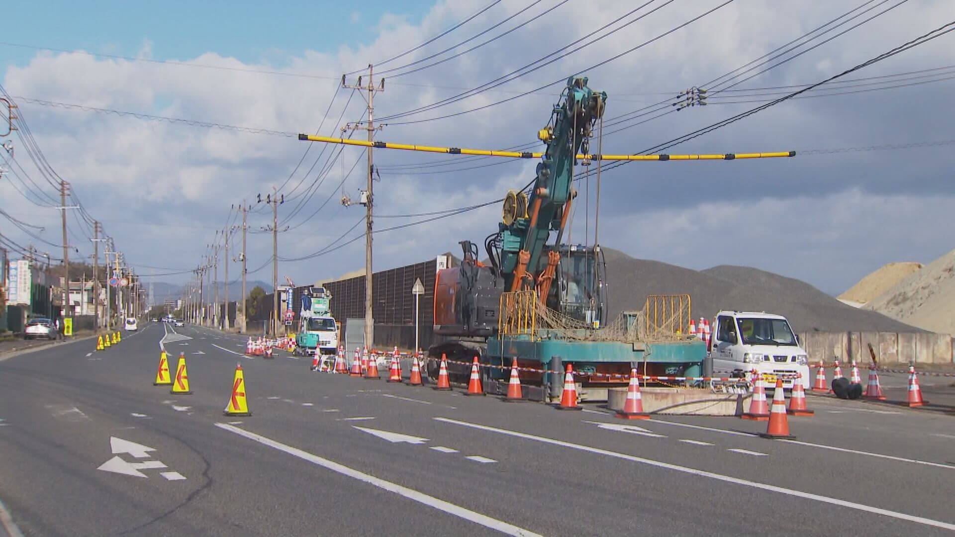 水道工事中に通信ケーブル切断　福山市箕沖町