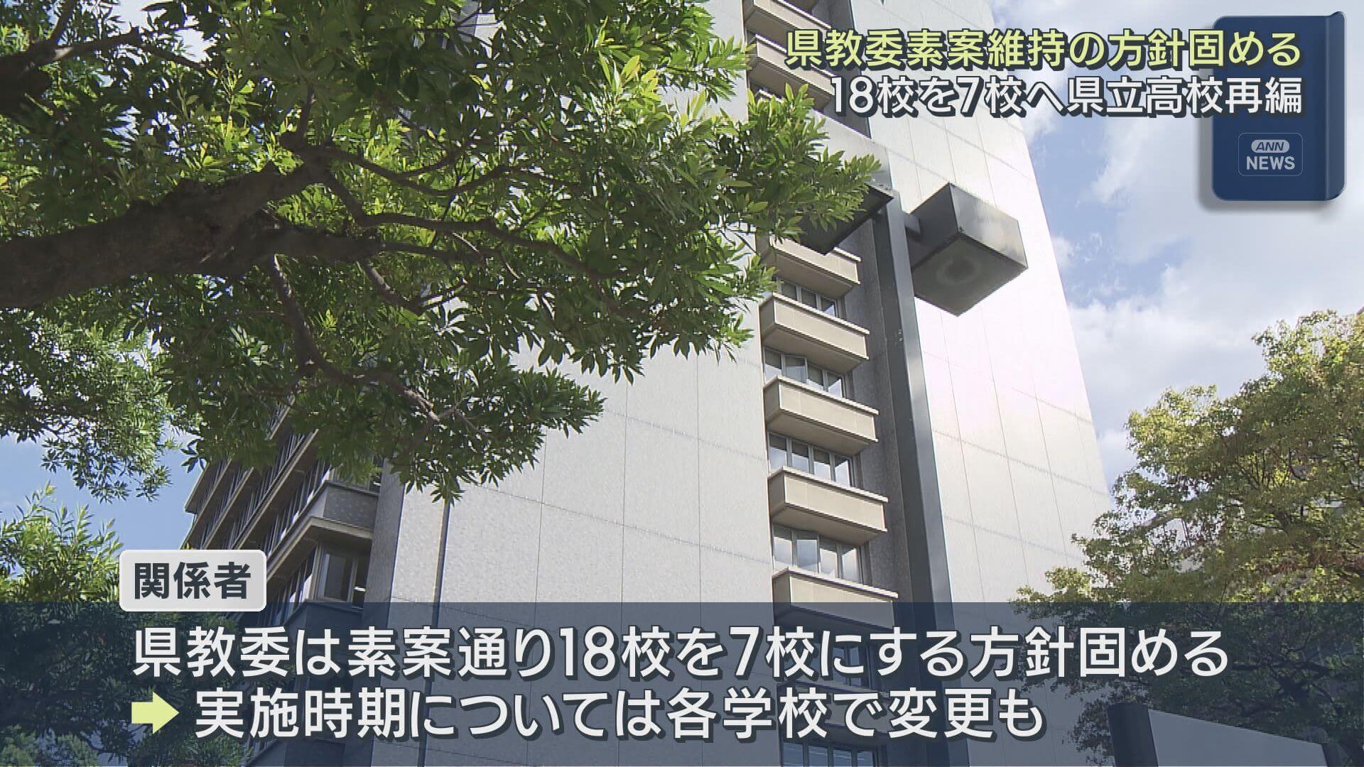 高校再編問題は素案を維持　県教委18校を7校へ再編方針固める　広島