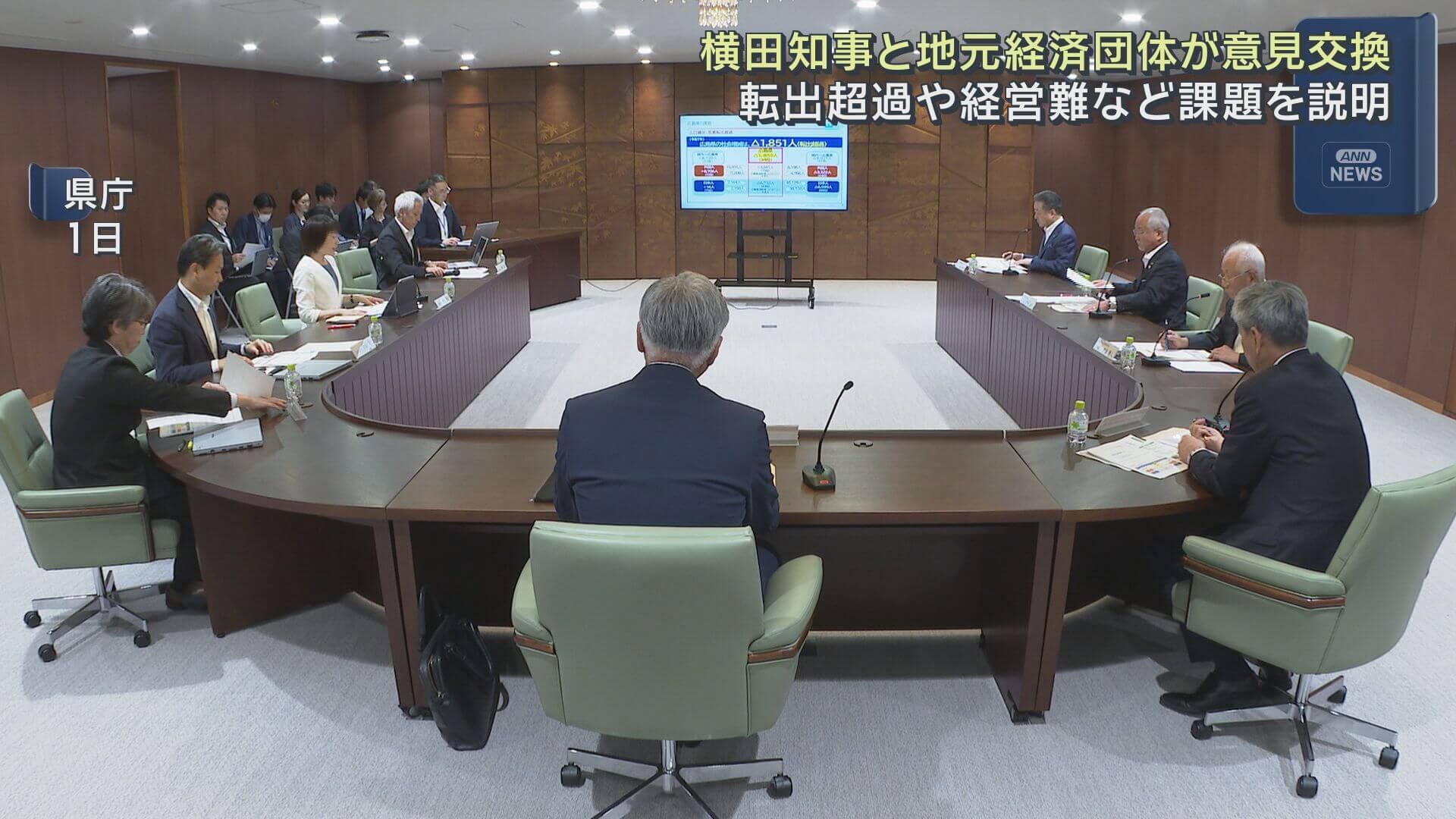 横田知事　地元経済界と意見交換　転出超過や中小企業の支援など　広島