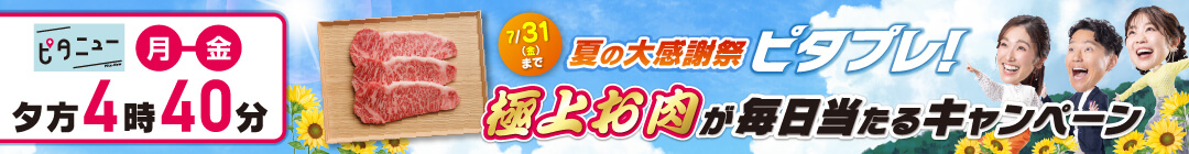 【7月6日スタート！】 「夏の大感謝祭　ピタプレ！」　極上お肉が毎日当たるキャンペーン